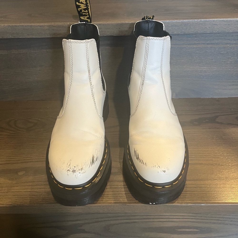 Dr. Martens White Leather Platform Chelsea Boot - Picture 4 of 14